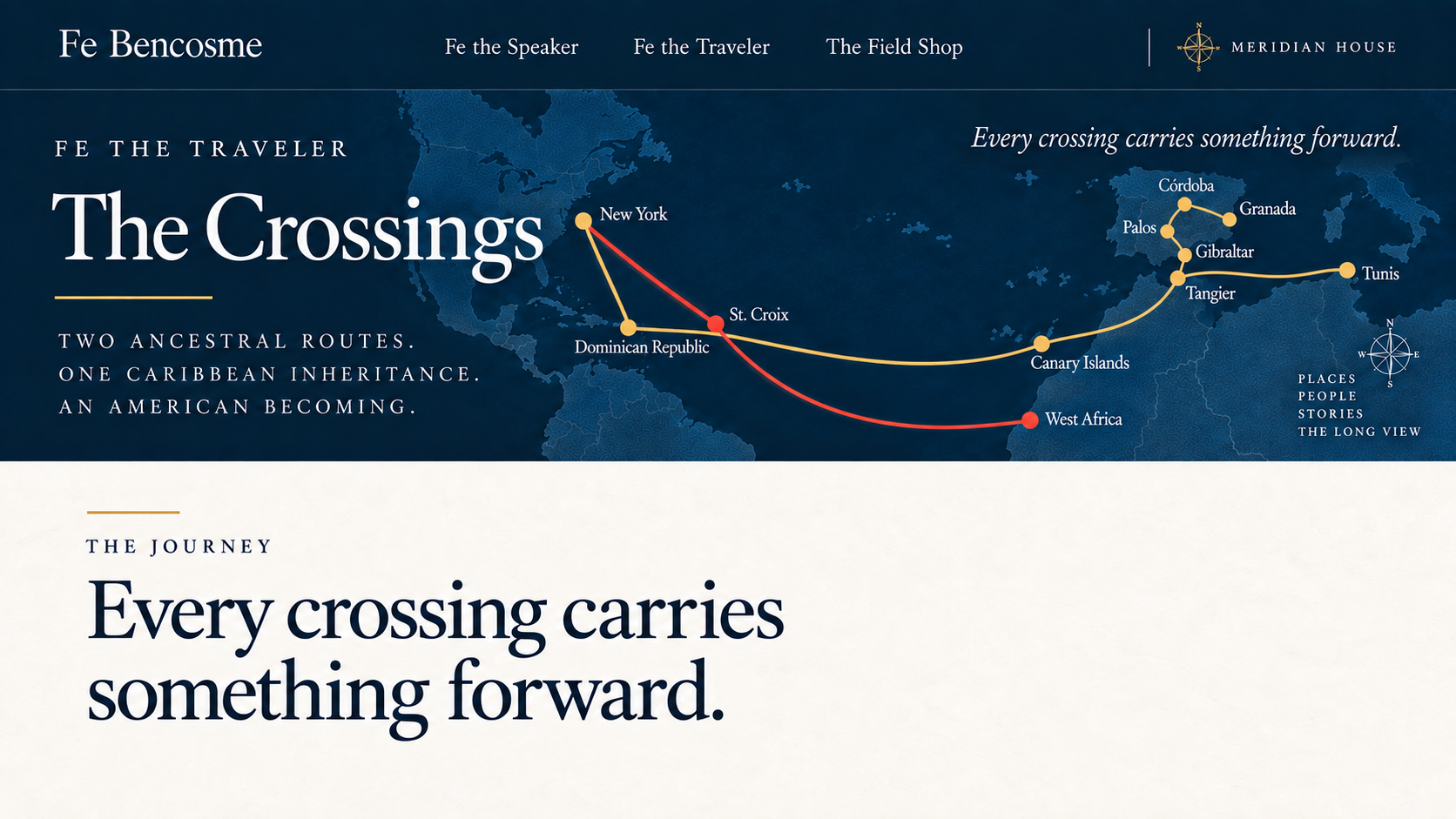 The Crossings: two ancestral routes across North Africa, Iberia, the Atlantic, the Caribbean, and New York